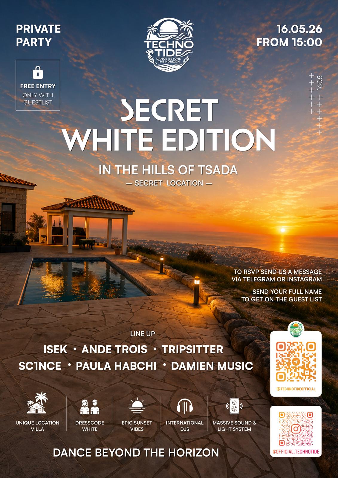 Techno Tide Secret White Edition flyer