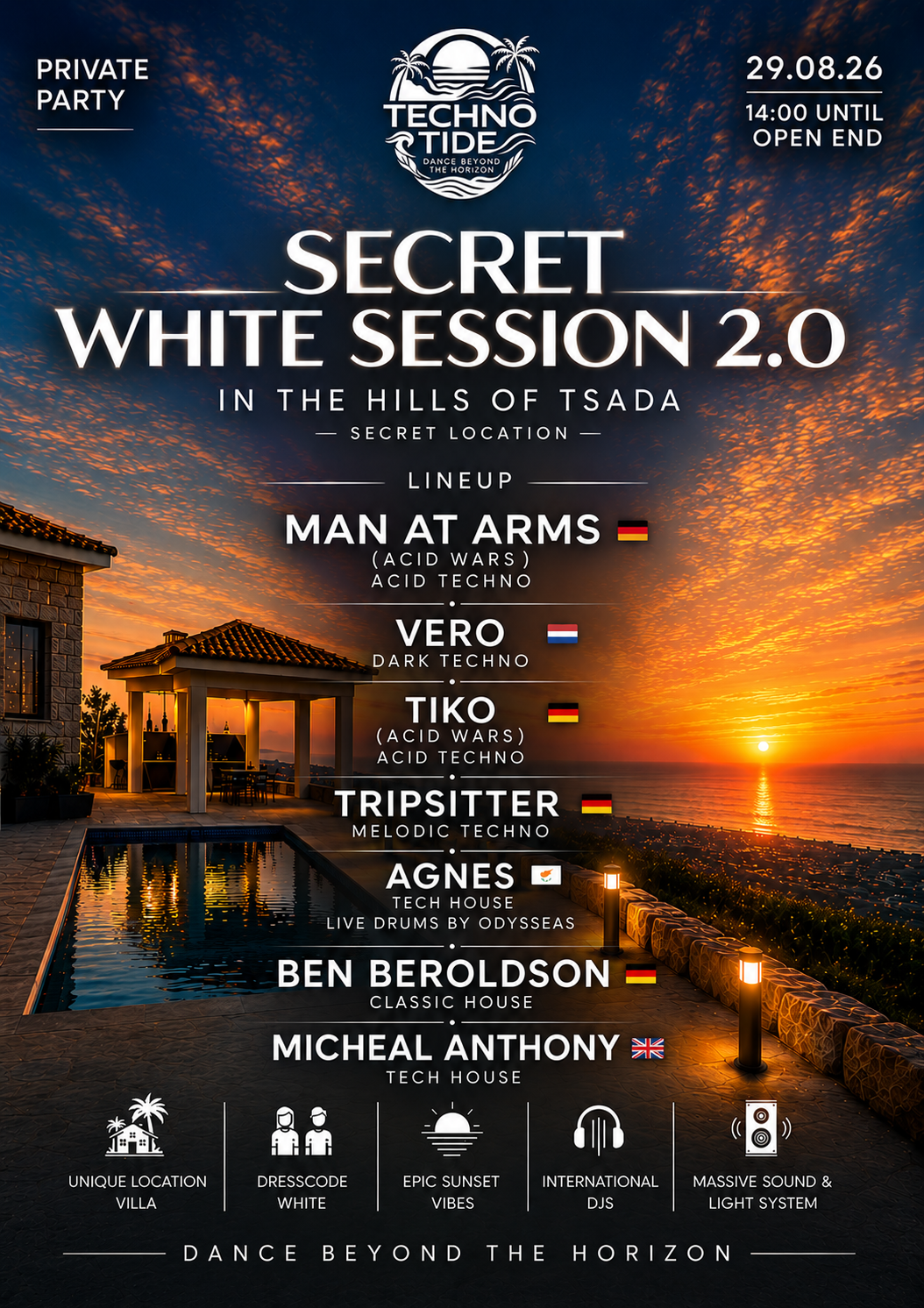 Techno Tide Secret White Session 2.0 flyer
